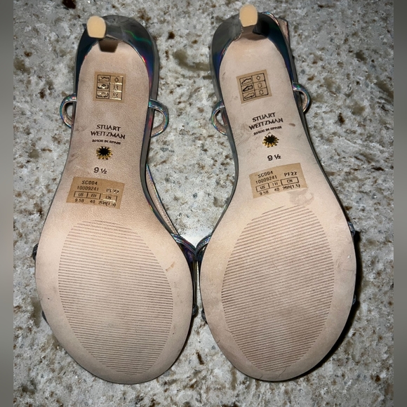 Women's Stuart Weitzman Clear Silver Sheer Heels, Size 9.5 - Picture 7 of 10